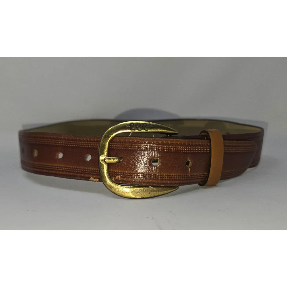Vintage Lee Jeans Leather Boy's Belt Pair Black Brown 28 Inch Slide Buckle